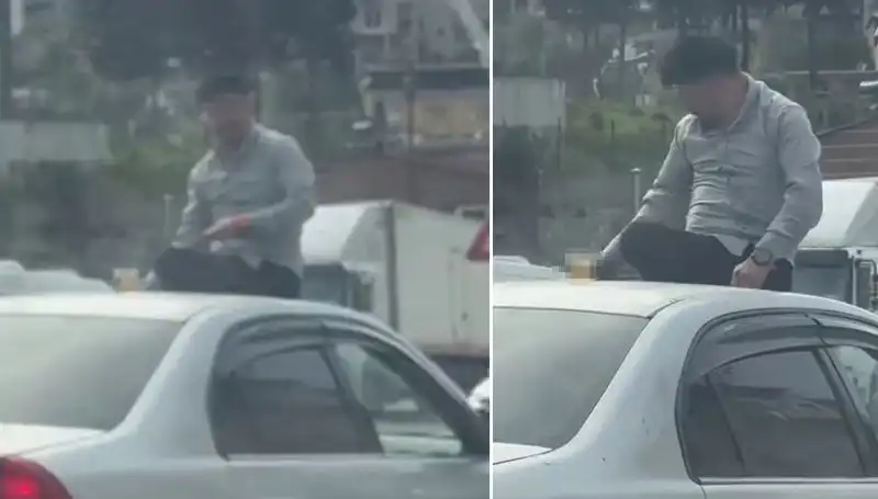 Trafikte Şaşkınlık Yaratan Olay: Otomobil Üzerinde Alem Yapanlar